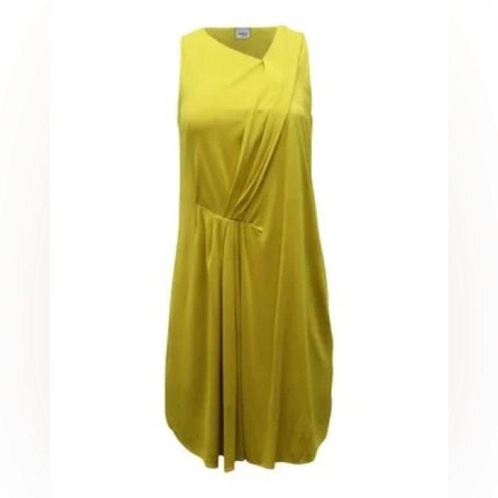 AKRIS PUNTO Sleeveless Yellow Pleated Cocktail Dress Size 12‎